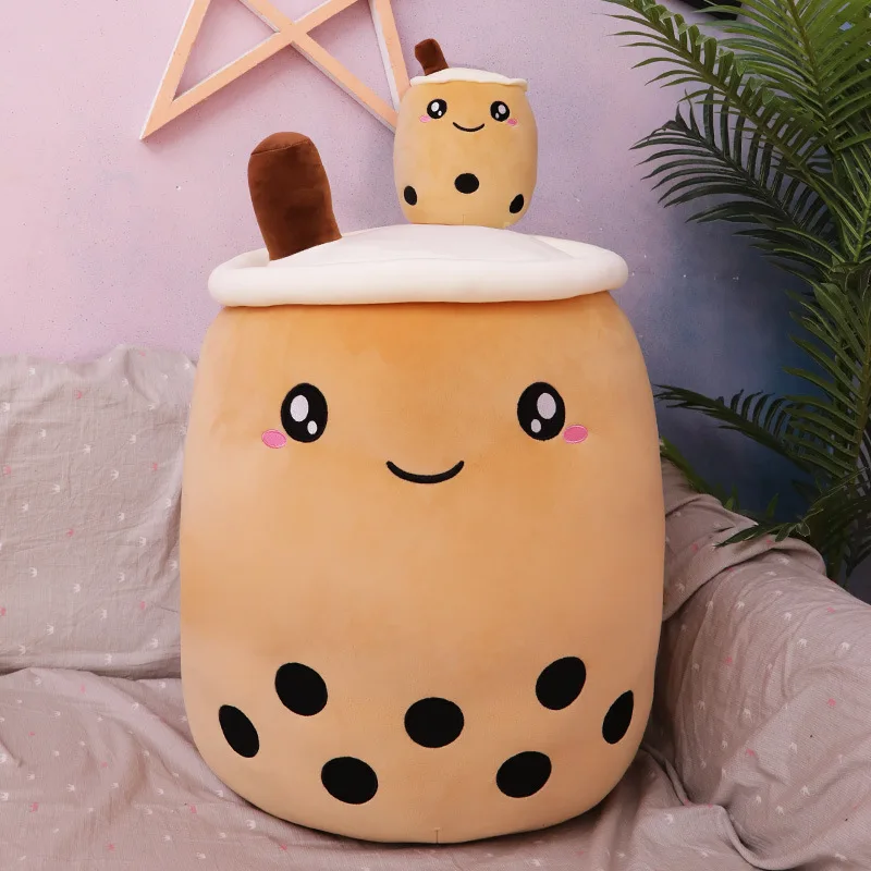 Boba Plush 9.8inch Kawaii Plushies Bubble Tea Cute Pillow Soft Brown Milk Tea Stuffed Animal for Kids/Girls/Boys