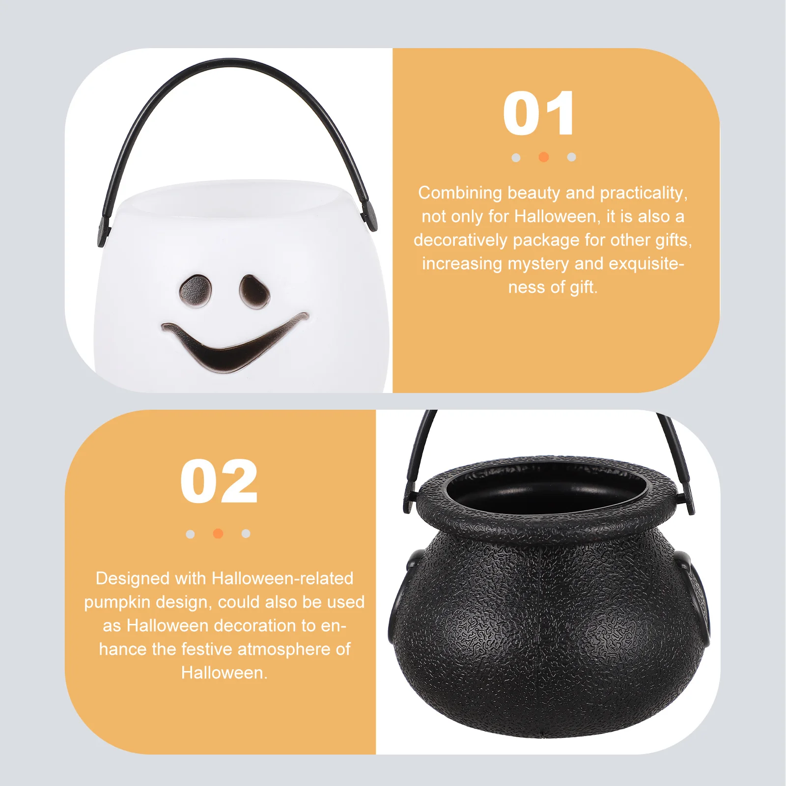 

12pcs Pumpkin Candy Bucket Halloween Candy Container Portable Handle Storage For Kids Party Decor Gift Home Storage Organizer