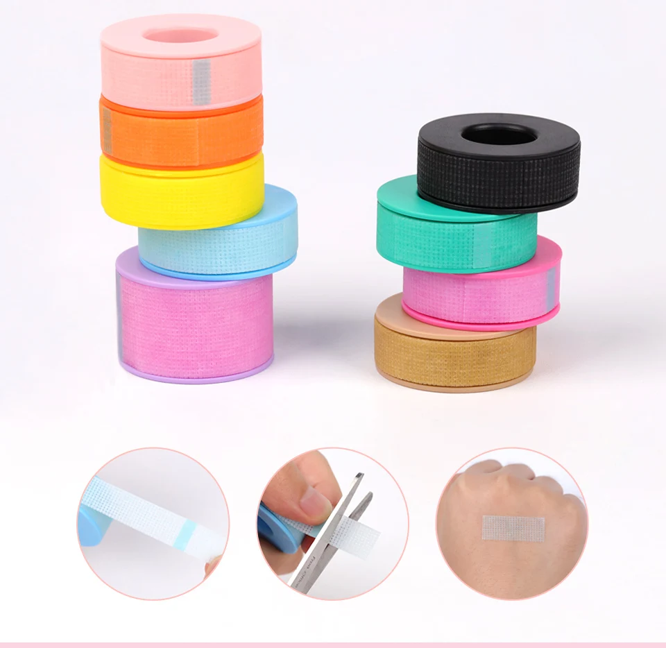 10 Rolls Silicone Gel Eyelash Tape Non-woven Tape Under Eye Pads Mix Color Breathable Eye Sticker for Lash Extension Eye Patches