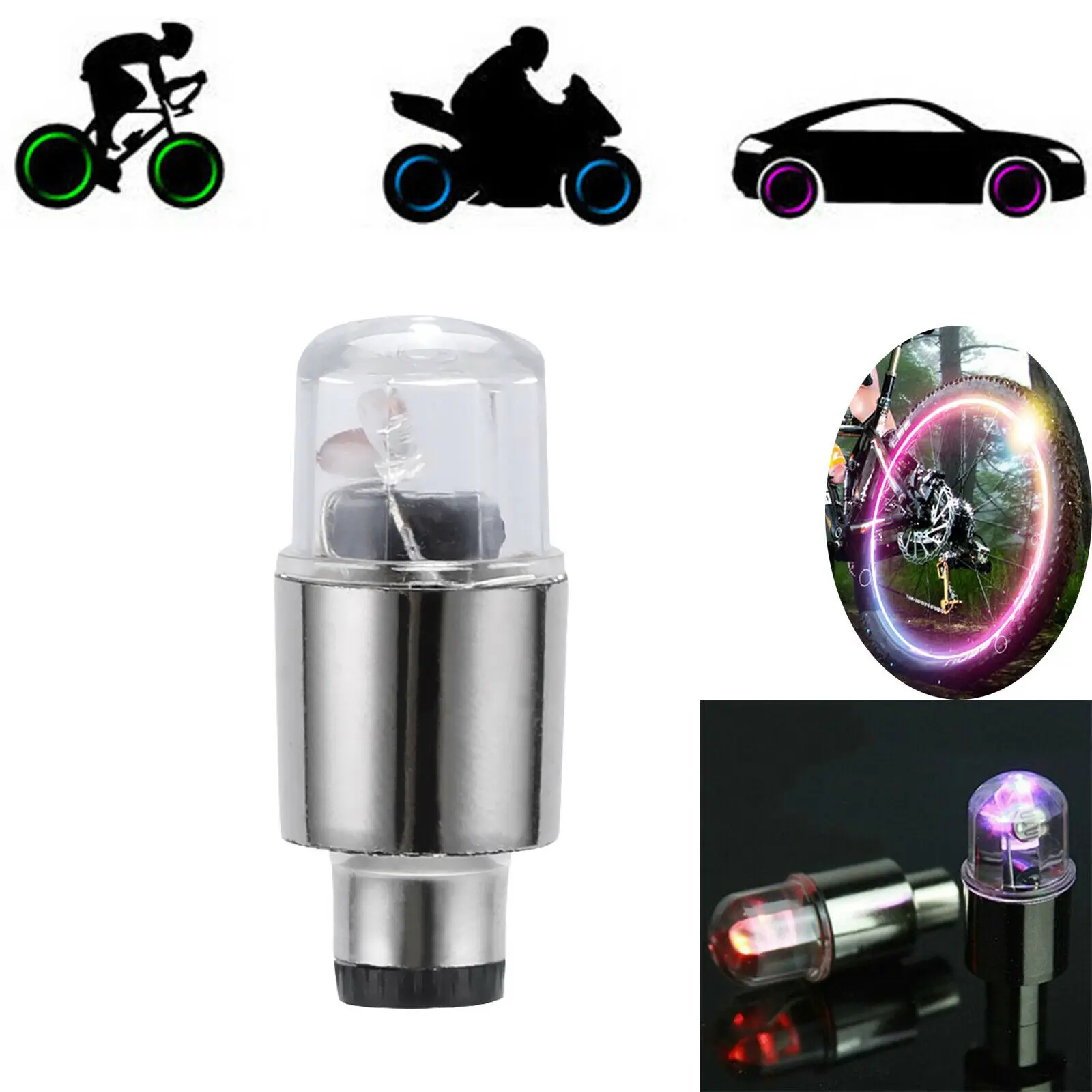 10Pcs Car Bike Wheel Valve Light Flash LED Bike Light With Battery Outdoor Night Light Cool 4 Colors Mini