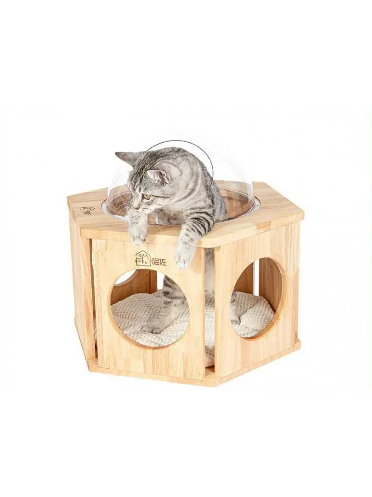 

Wooden Cat Climbing Frame Cat Litter Cat Tree & Solid Wood Cat House & Oak Cat Litter Cat Toy