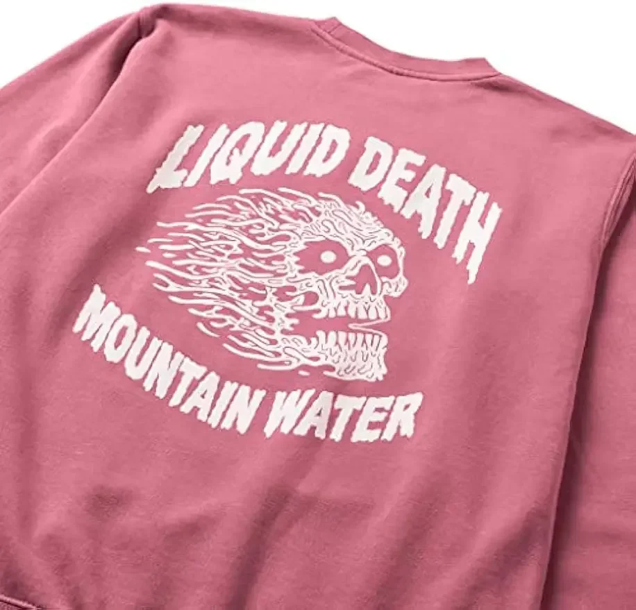 Liquid Death Instant Death Sweatshirt, Vintage Pink