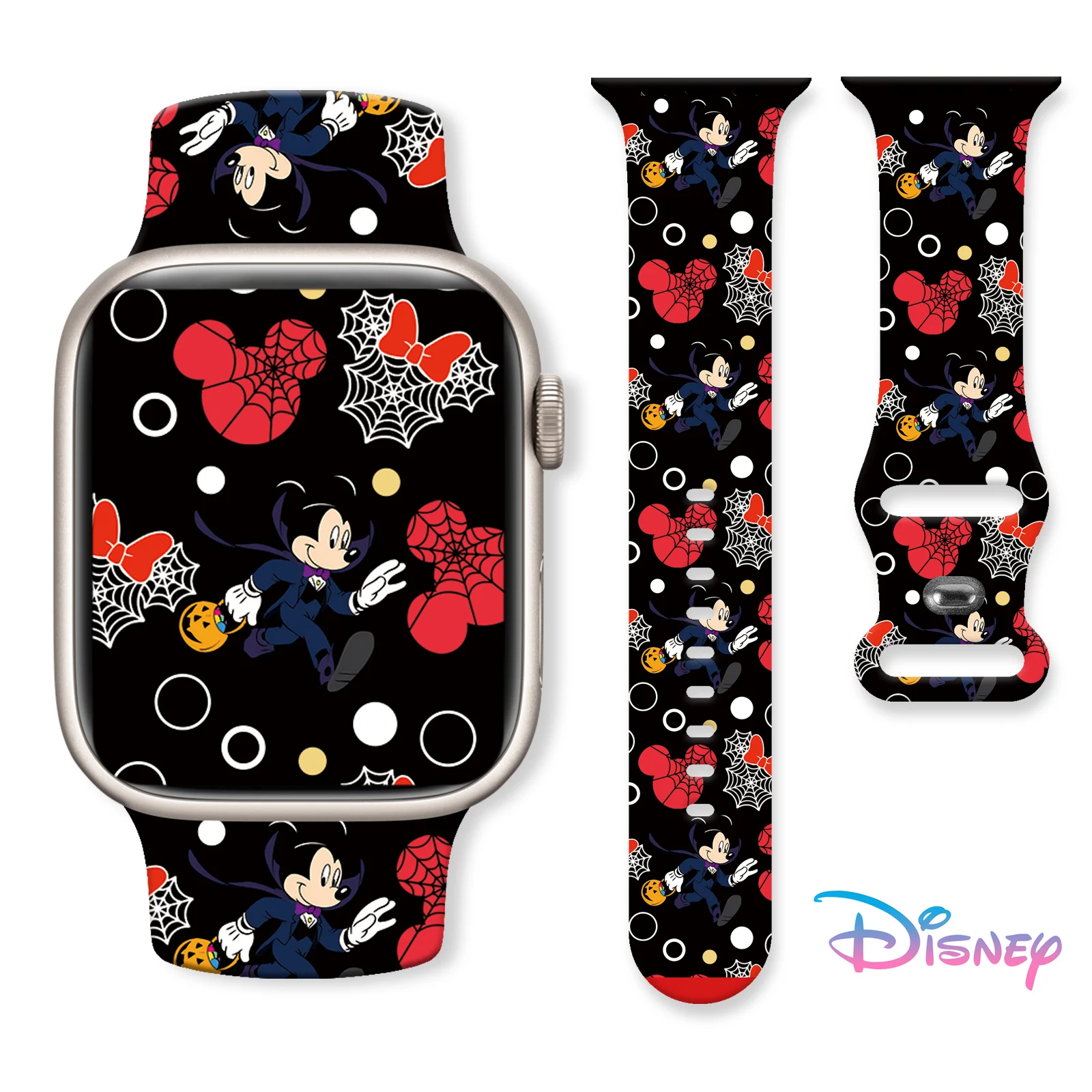 

Disney Mickey Halloween for Apple Watch 11 10 9 8 7 Silicone Band Replacable Bracelet for iWatch 46mm 42mm 41mm 40mm Watchband