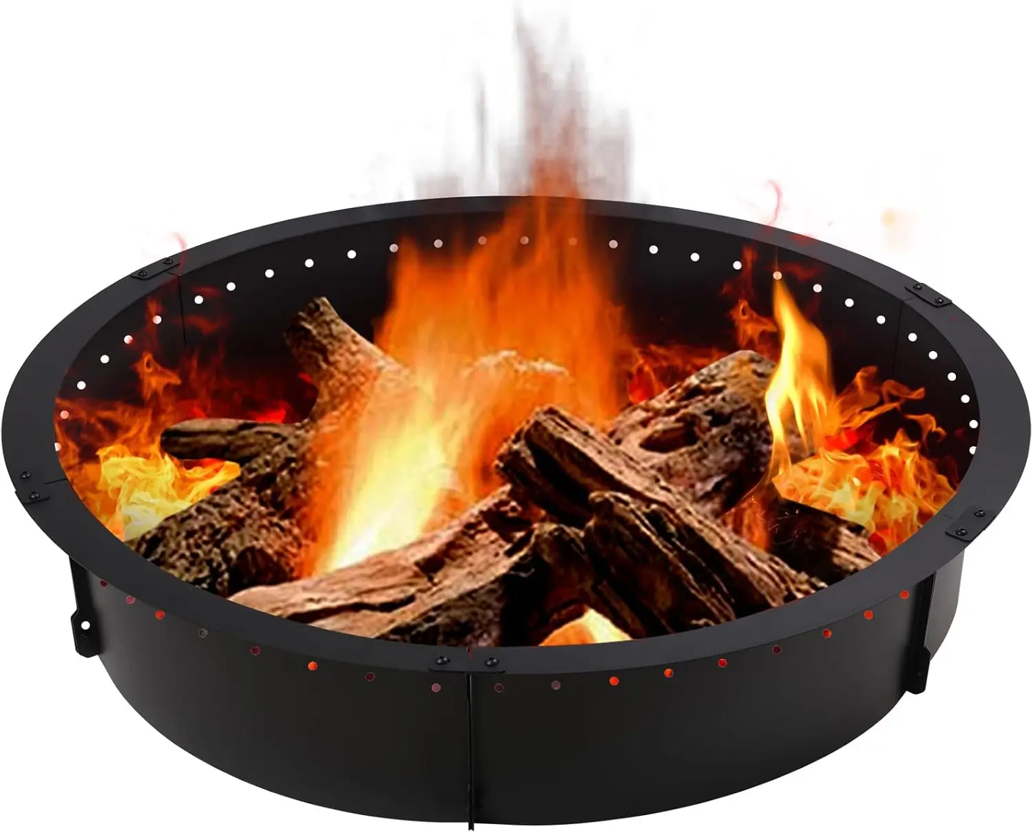 

45 inch Fire Pit Ring,Large Round Firepit for Outdoor Fire Liner Wood Burning Heavy Duty Metal Campfire Ring Above or In