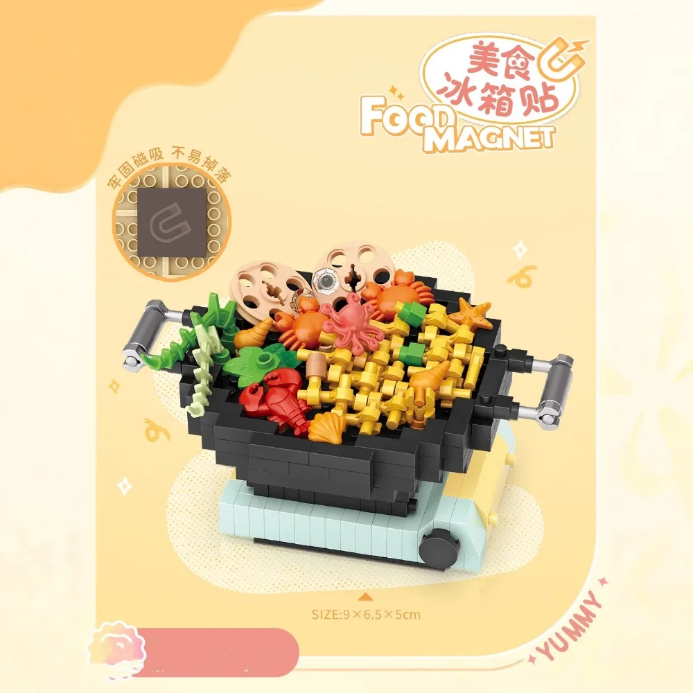 LOZ мини креативный магнит на холодильник, строительные блоки, город Oden, горячий горшок, модель стейка, украшения для сборки, кирпичные игрушки, детский подарок «сделай сам»