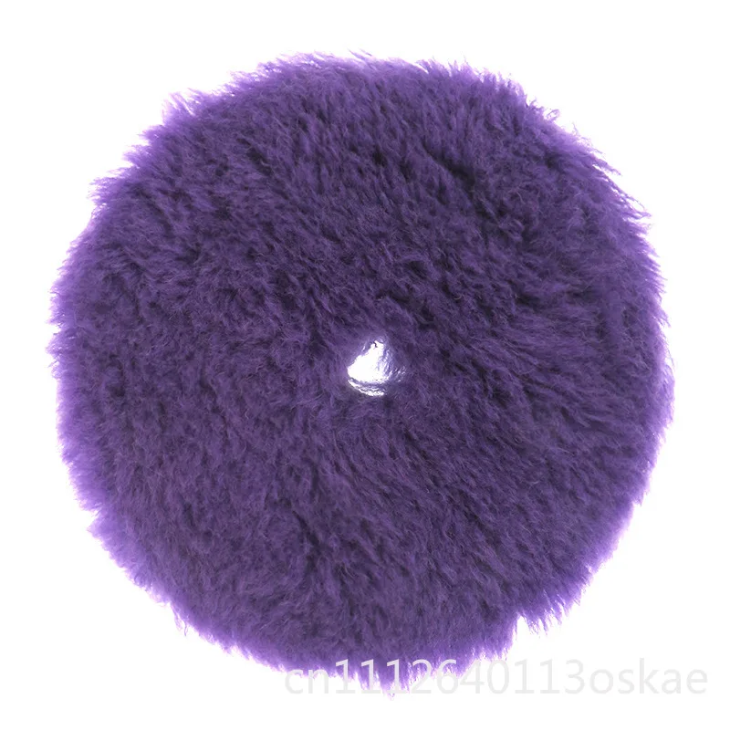 6-Inch wool polishing disc, beveled middle hole back black velvet purple wool disc