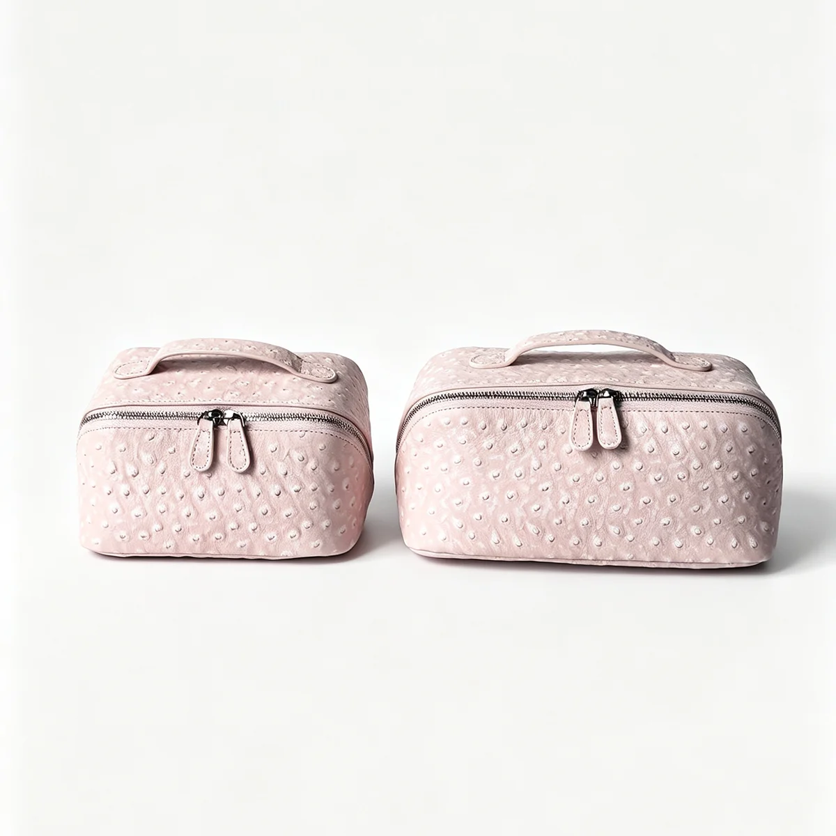Neue Kosmetiktasche aus Straußenleder, tragbarer Reise-Kosmetik-Organizer, schneeweiß, für Damen, Handtasche, Toilettenartikel-Etui, Kosmetikbeutel – Detail 11