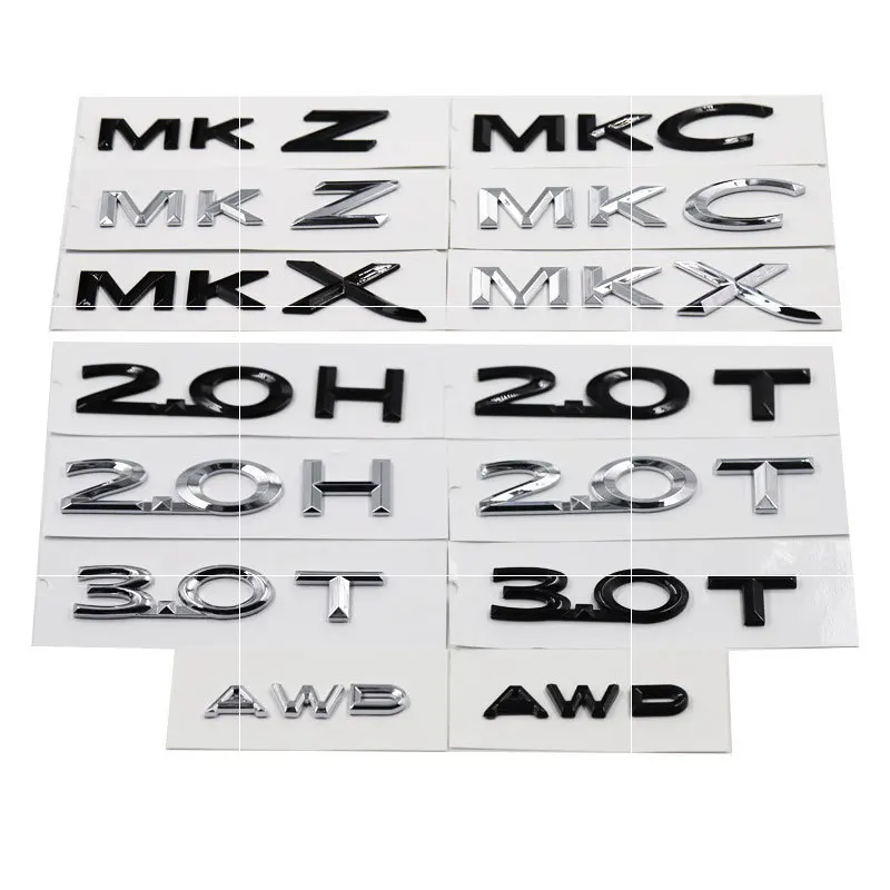 MKZ MKX MKC 2.0H  AWD 2.0T 3.0T trunk labels car stickers For Lincoln MKZ MKC MKX series refit displacement rear tail mark