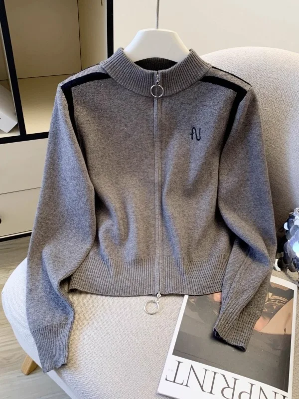 

Women's Thiened ort Knitted Cardigan Slim Fit Design Dual Zipper Open Front Sweater Outerwear Autumn Winter New Sle