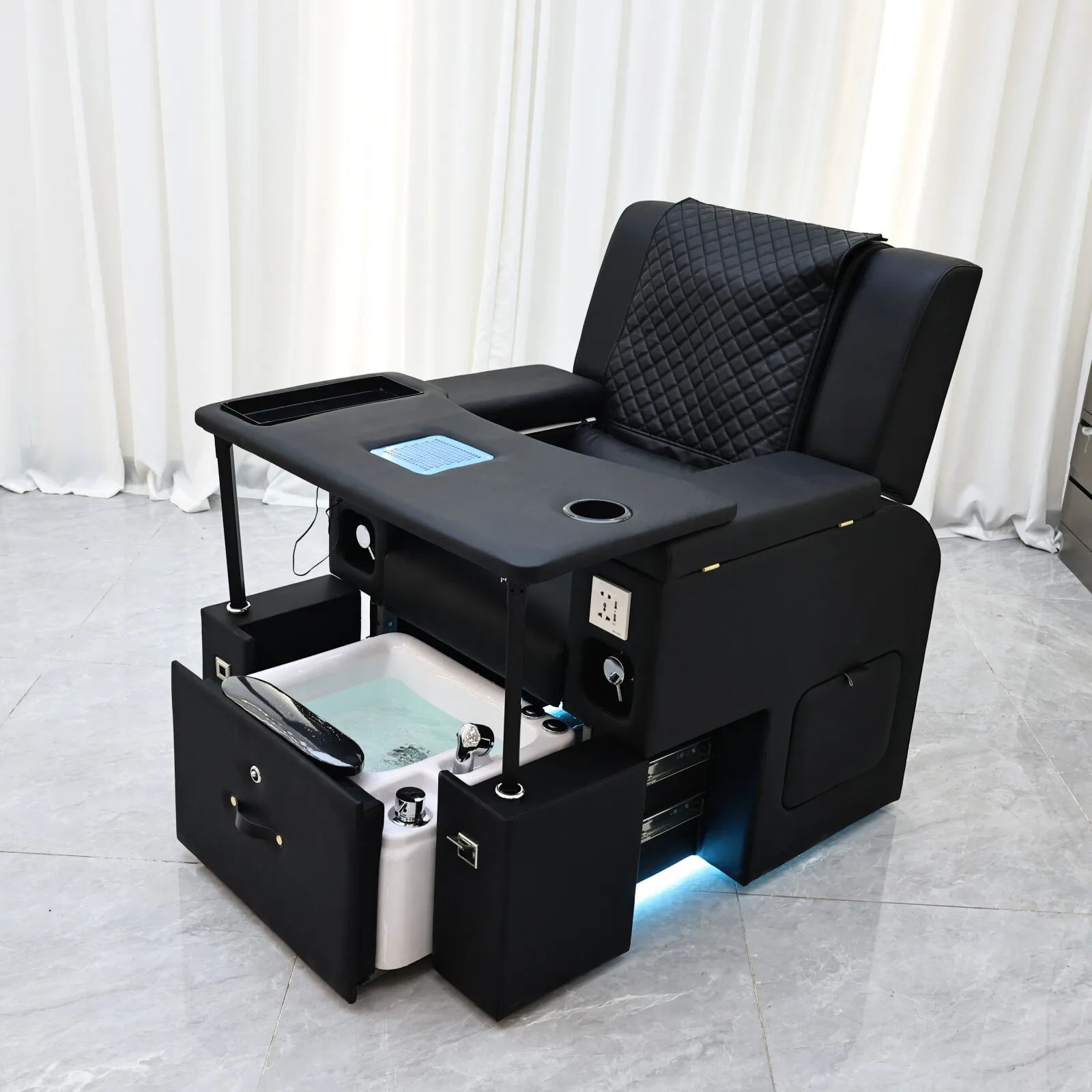 Multi functional foot bath sofa, foot massage shop, foot repair lounge chair, portable luxury nail table with vacuum cleaner, lu