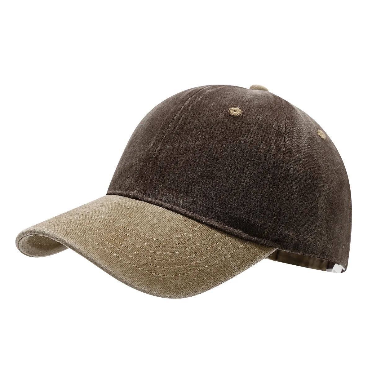 Customized Printed Logo Washed Color Blocking Denim Baseball Caps Men's And Women's Retro Tidal Current Duck Tongue Hats view 4