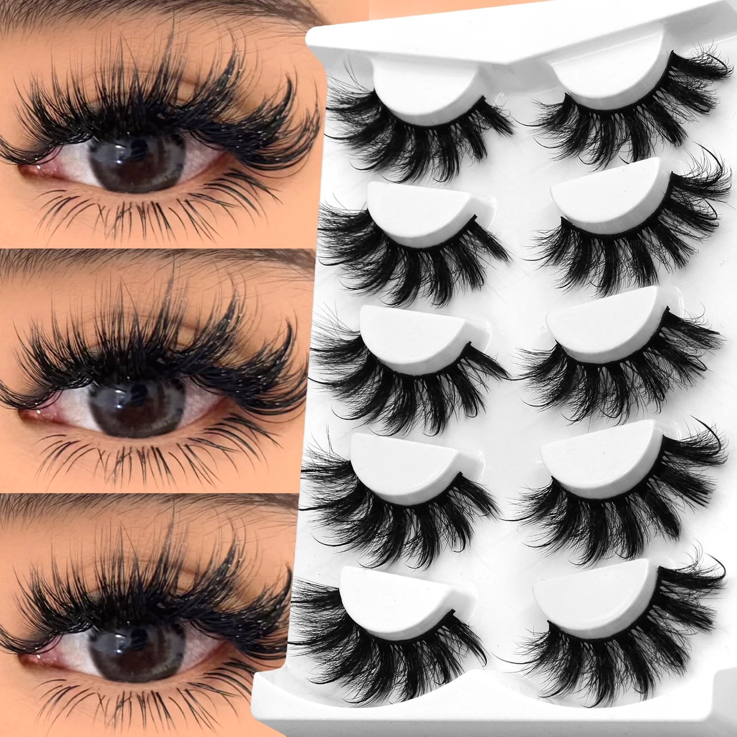 Lasvirey Ciglia soffici Ciglia spesse per occhi di gatto 8D Ciglia soffici volume Drammatico Spessore Soffici Ciglia a striscia completa Estensione Trucco