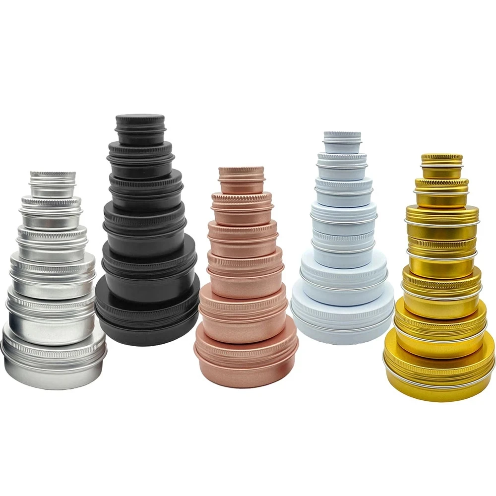 10PCS Cream Jar Tin Cosmetic Lip Balm Containers Nail Derocation Crafts Pot Refillable Bottle Screw Thread Empty Aluminum