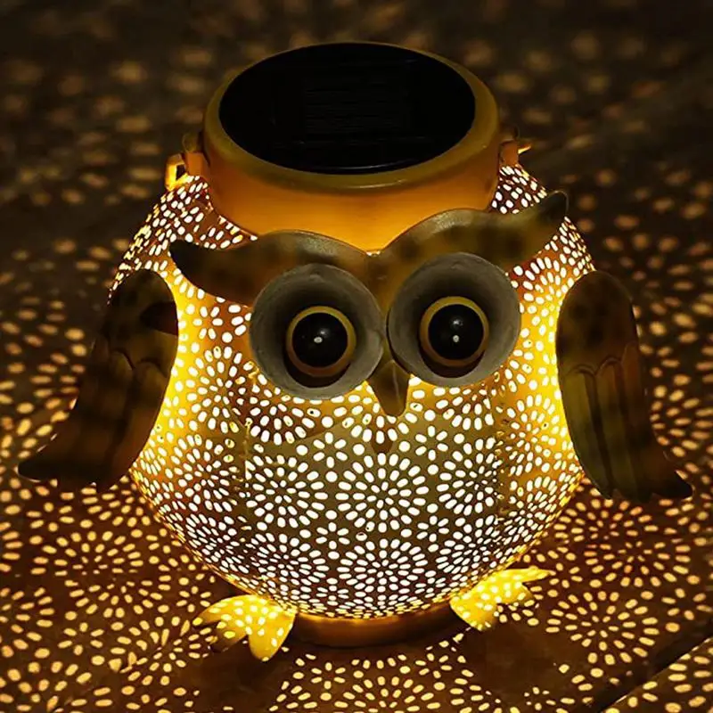 Owl Solar Lights Outdoor Garden Hollow Garden Light Solar Lanterns Waterproof Lawn Lamp Hangings Garden Decoration Figurine For