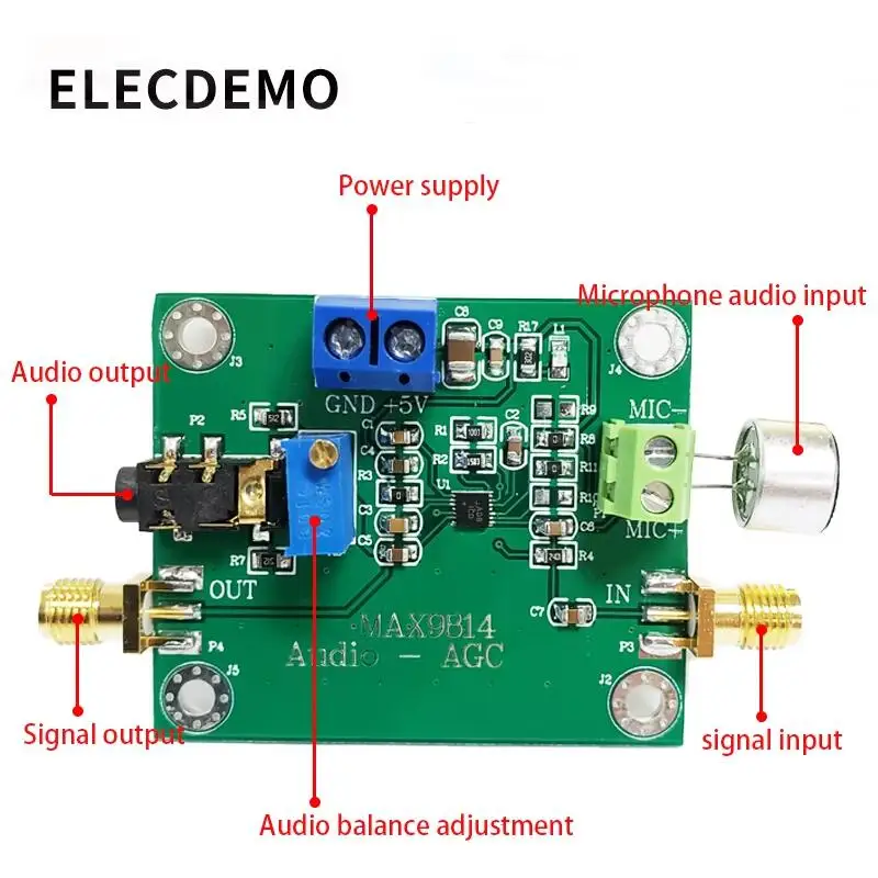 MAX9814 Microphone Amplifier Module Audio AGC Microphone Sensor Pickup MIC Microphone Sound