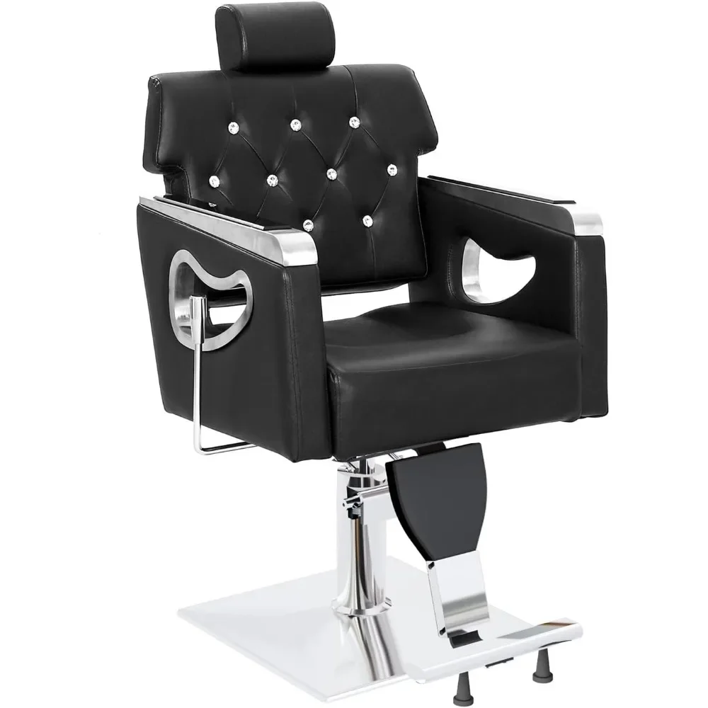 

Reclining Salon Chair Heavy Duty, Vintage Styling Chair for Hair Stylist, Hydraulic Pump Recline Backrest Adjustable Headrest