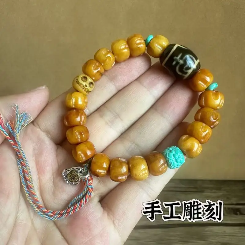 yak bone bracelet hand-carved with passion fruit seeds a traditional Tibetan ethnic-style jewelry piece