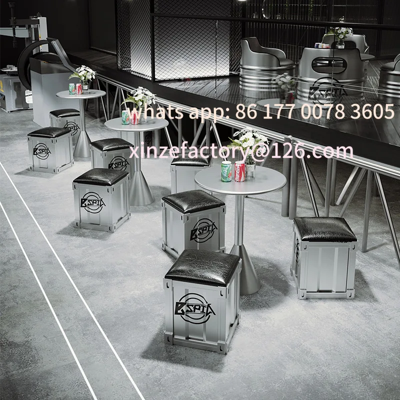 

Customizable industrial style milk tea shop wrought iron table and chair set bar commercial