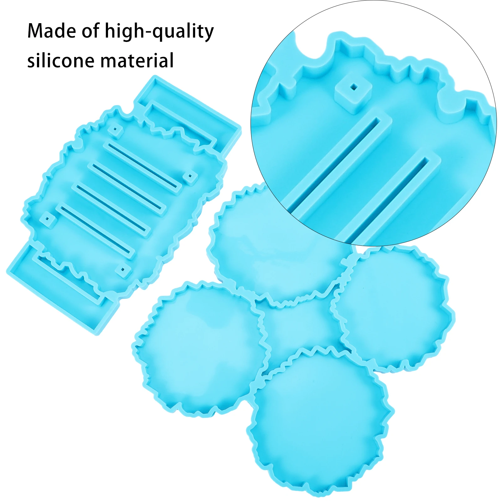 

Crystal Epoxy Mold DIY Letter Handmade Cup Mat Blue Storage Rack Silicone Mould