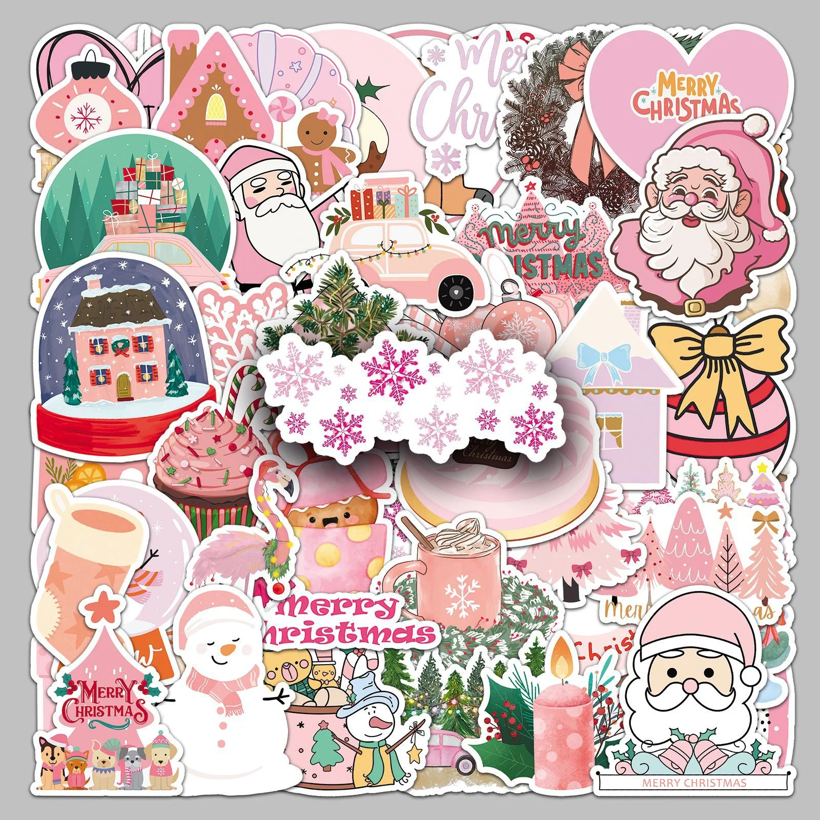 50 個シートクリスマスステッカーペット透明防水 Diy 装飾手作りアカウント電話ケース水カップタブレットステッカー