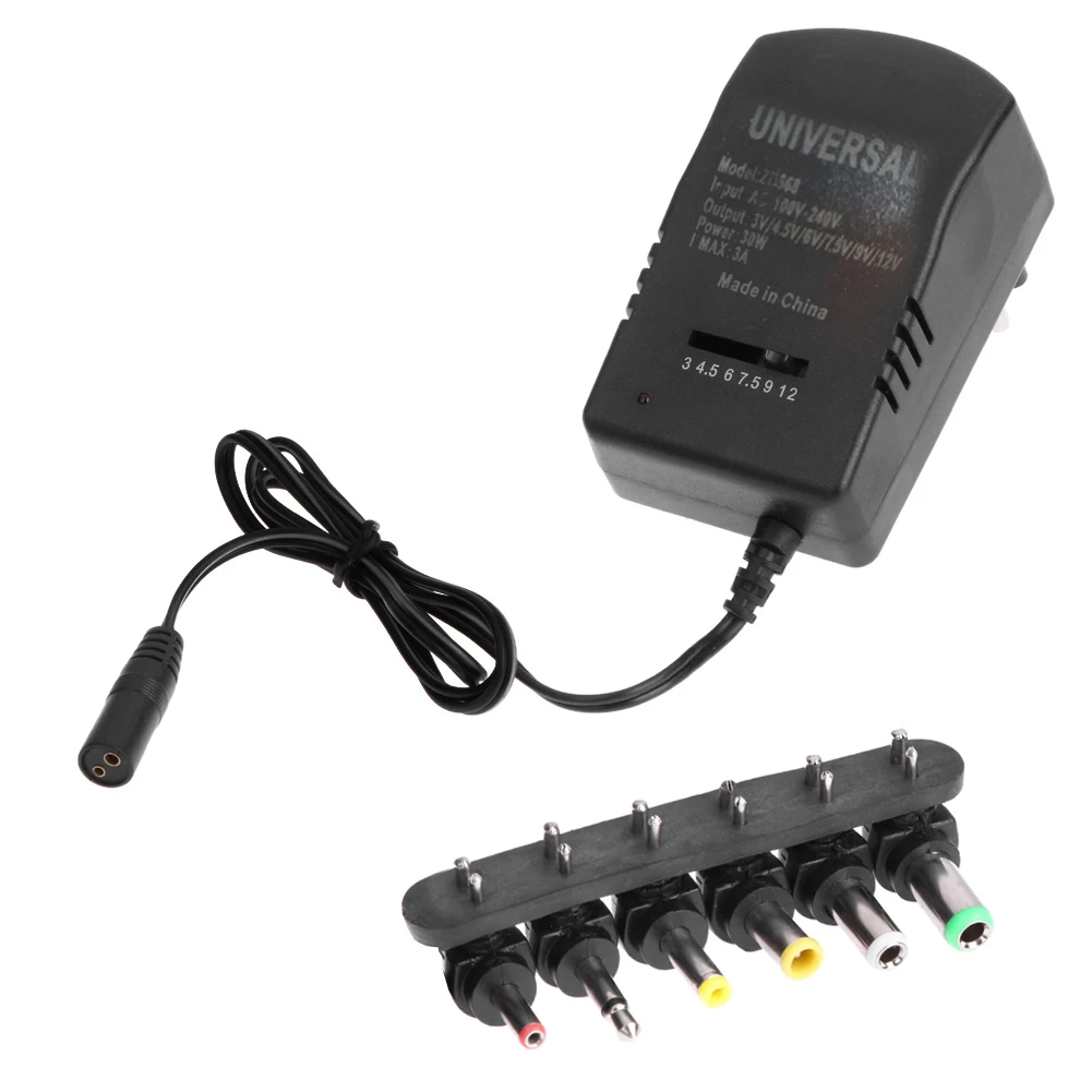 Универсальный преобразователь адаптера переменного и постоянного тока 3,0 А, 6 вилок, зарядное устройство 12 В, ЕС