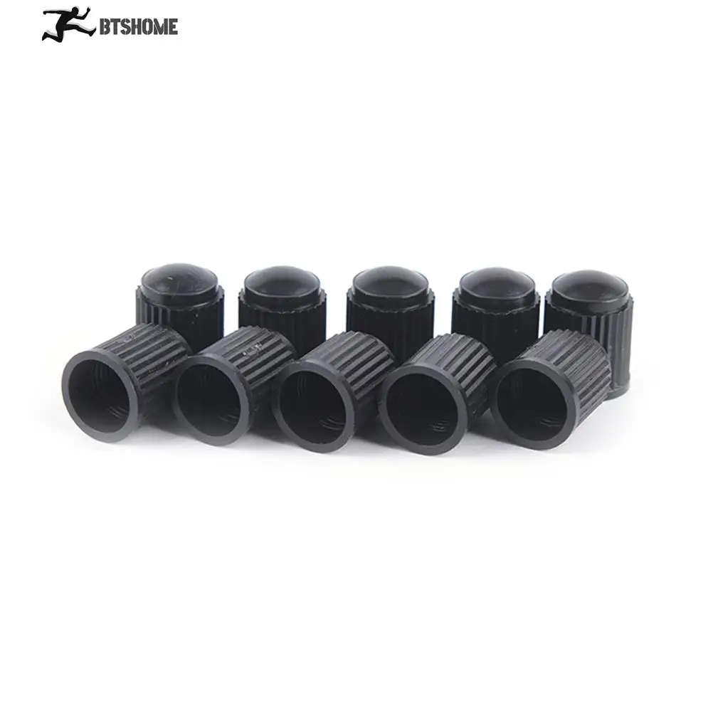 100Pcs/lot Black Plastic Dust Valve Caps Bike Car Wheel Tyre Air Valve Stem Caps Ribbed For Extra Grip