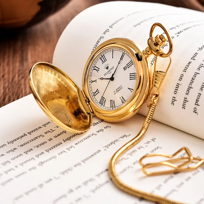 Fully Mechanical Pocket Watch, Automatic Winding, Vintage Flip Cover, High-end Pocket Watch, Student Exam Watch, Nurse  Hanging