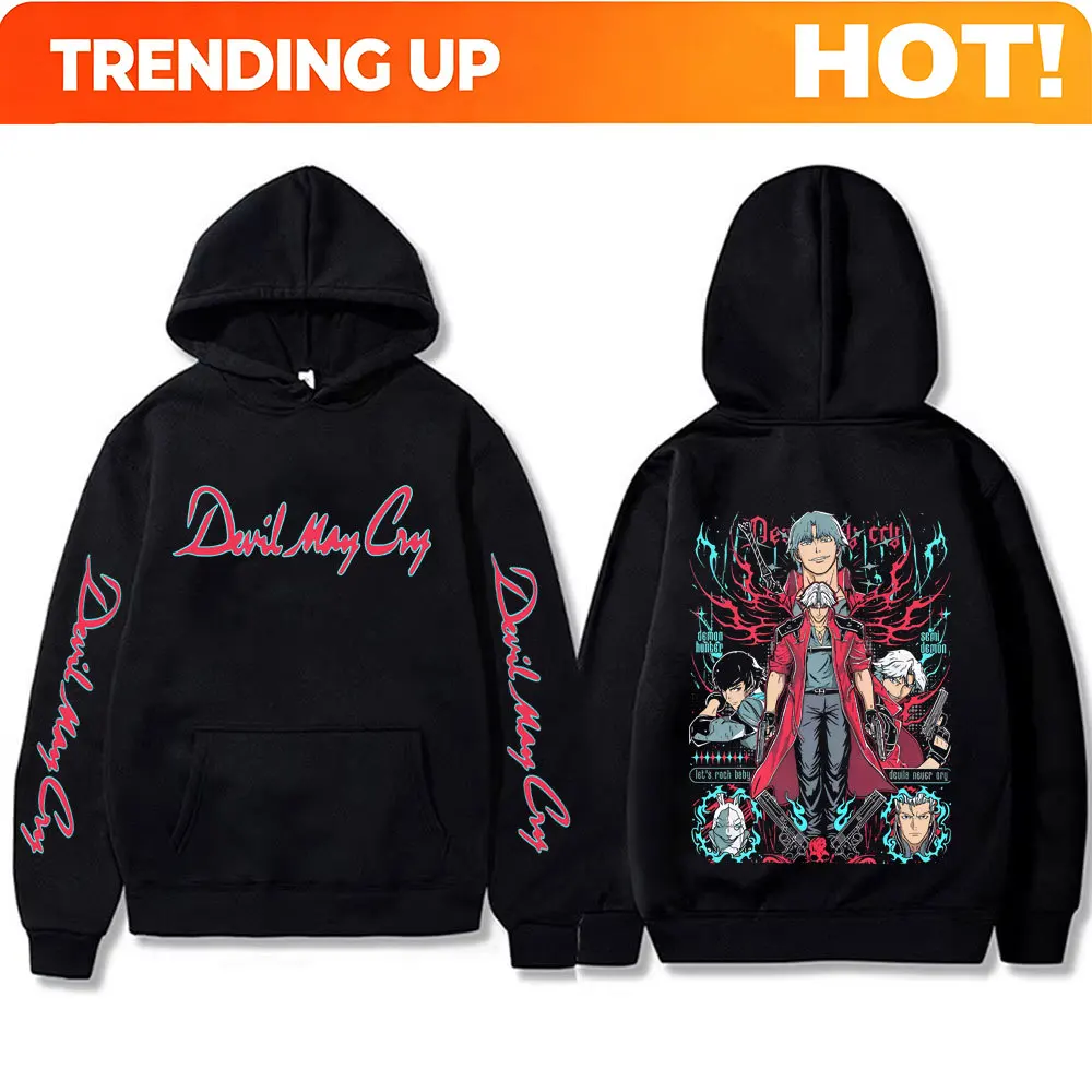 Customization Anime Devil May Cry Son Of Sparda Dante Graphic Hoodie Men Women Casual Vintage Oversized Sweatshirt Male Cartoon