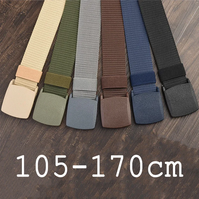 Plus Size 110 120 130 140 150 160 170cm Military Men Belt Women Nylon Canvas Army Outdoor Tactical Waist Belt Plastic Buckle