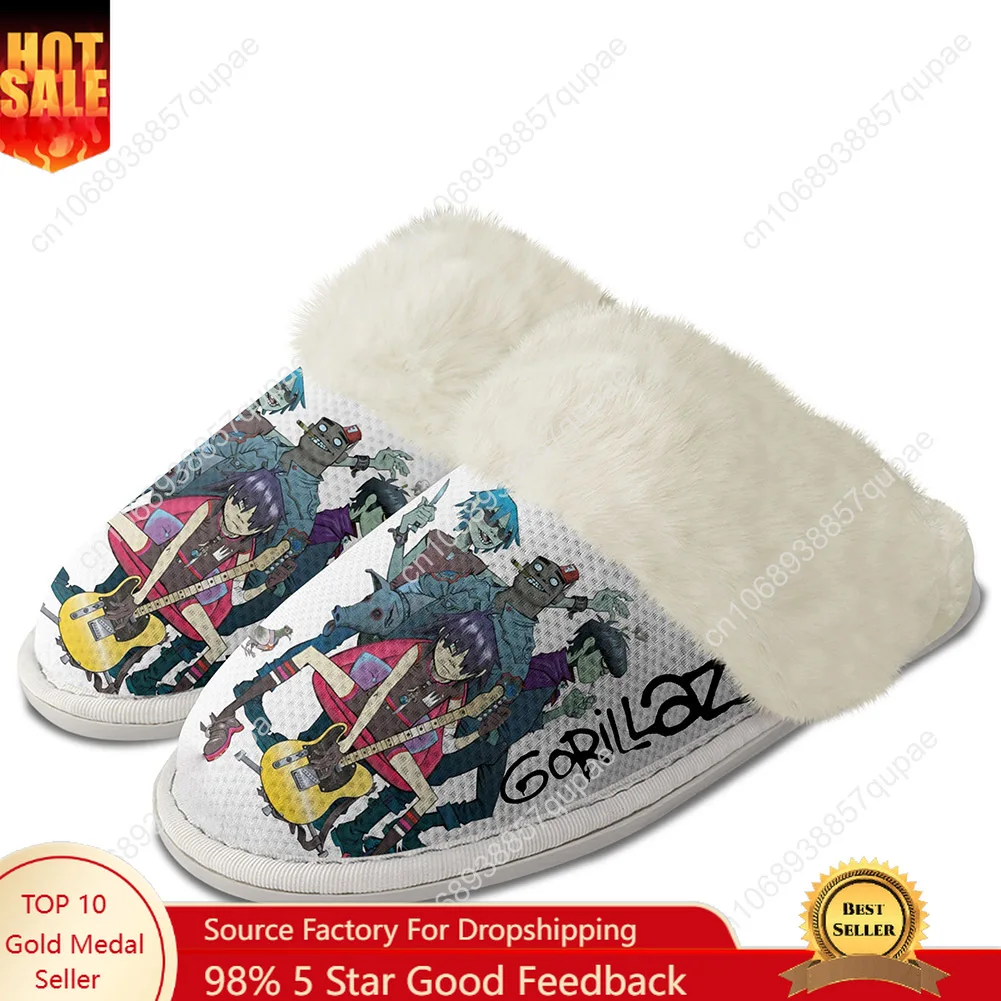 

Gorillaz Rock Band ChakaKhan Plush Slippers Keep Shoes Mens Womens Home Cotton Bedroom Customized Thermal Lightweight Slipper