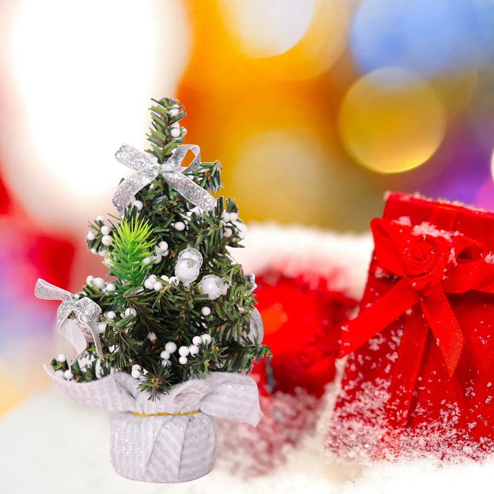 شجرة عيد الميلاد الصغيرة مع تصميم القوس براعة ممتازة لسطح المكتب وديكور النافذة لفكرة هدية حفلة عيد الميلاد السنة الجديدة #2