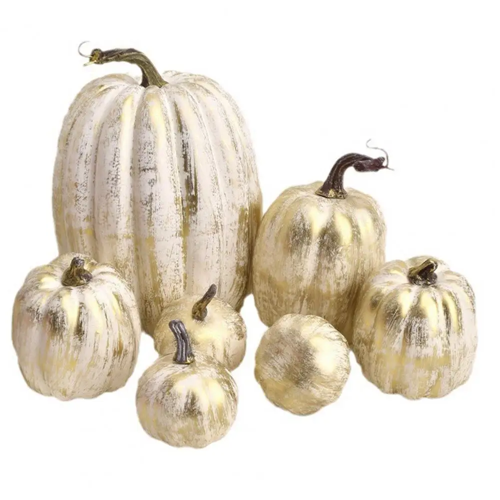 

Realistic Pumpkin Statue Fall Harvest Table Centerpiece Artificial Foam Pumpkins Set for Thanksgiving Halloween Home Decor 7 Pcs
