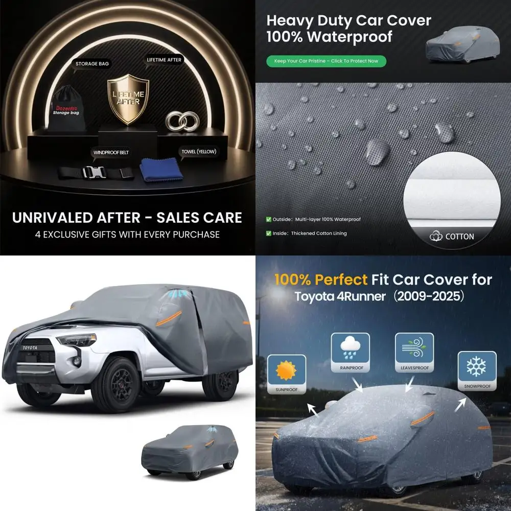 

Breathable Cotton-Lined 4Runner Cover (2009-2025) with Zippered Door, UV Protection, and Gift Towel