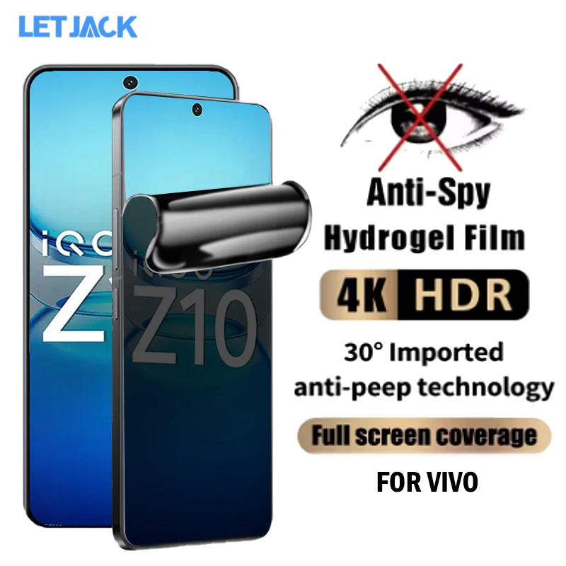 

Изогнутая антишпионская гидрогелевая пленка из 2 предметов для Vivo iQOO Z10 Z9s Z7 Pro, защитная пленка для экрана iQOO 13 12 11 10 Pro, не стекло