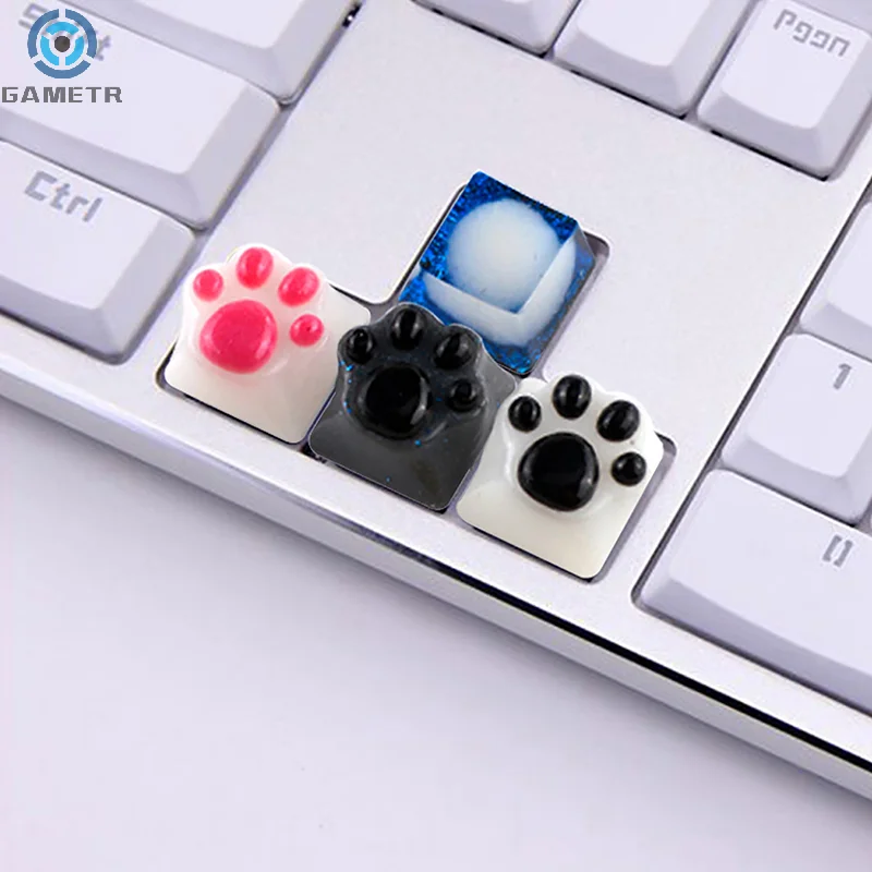 1PC DIY Accessories Drip Glue Cat Paws Keycap For Cartoon Office Cross Axis Mechanical Keyboard Animal Key Cap