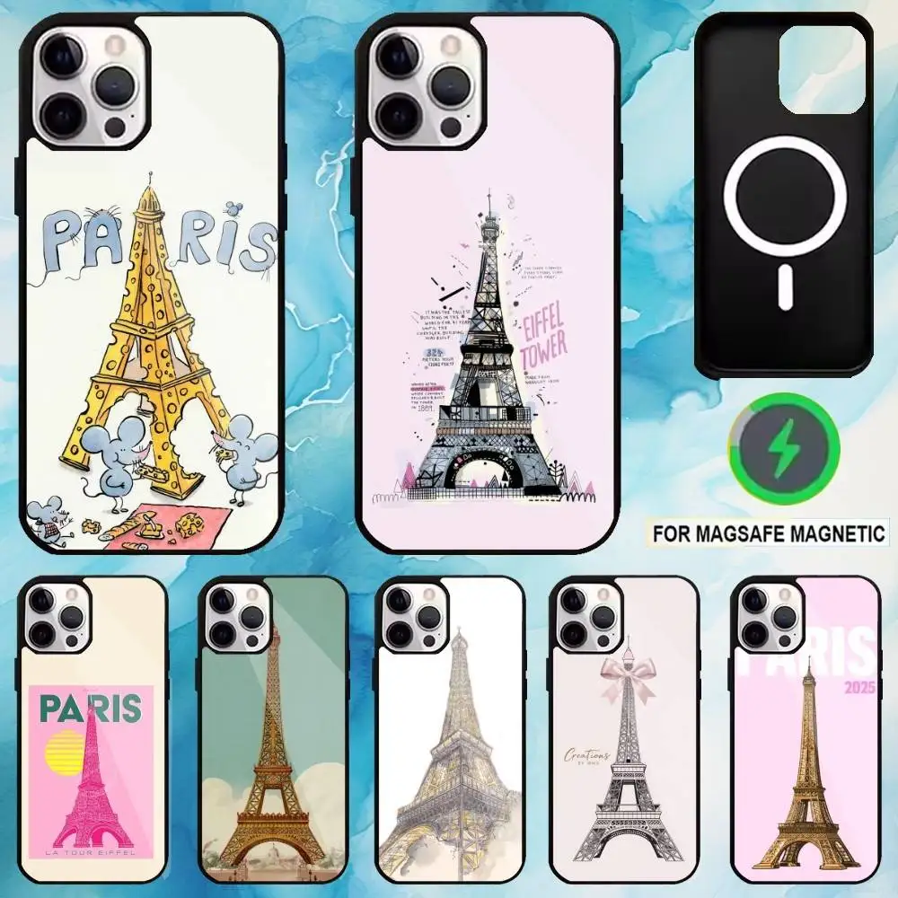 

Paris Eiffel Tower Phone Case For iPhone17,16,15,14,13,12,11 Plus,Pro Max Magnetic Magsafe Wireless Charging
