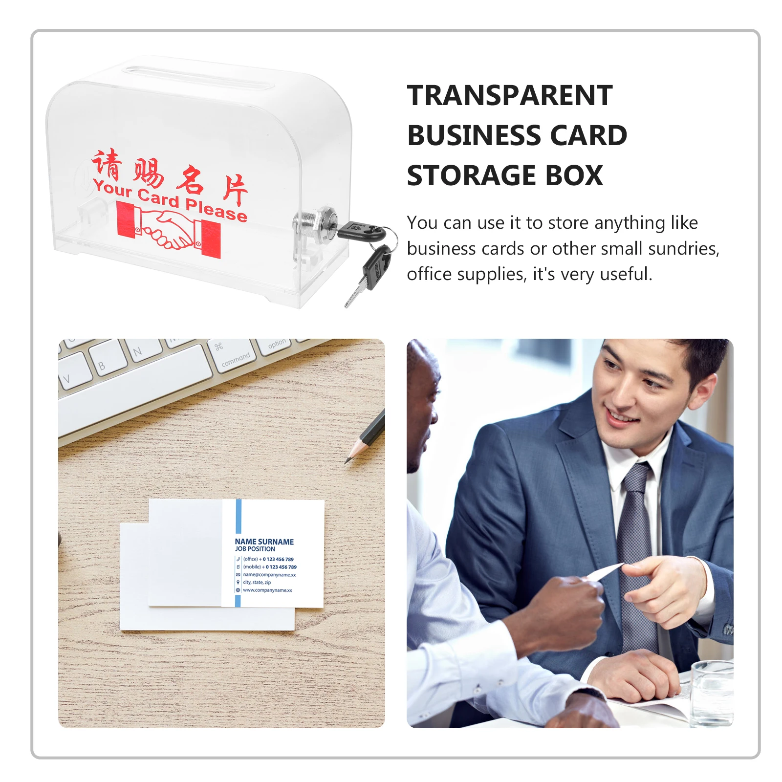 

Business Card Holder Organizer Box with Smooth Polishing Fine Workmanship for Office Home Desktop Storage Multi-Function