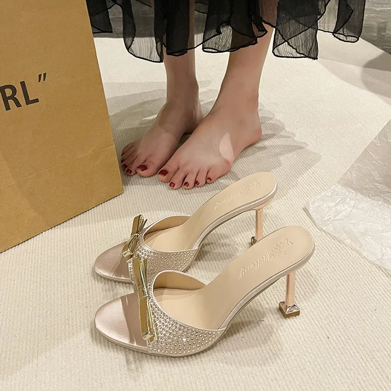 

Women's Sandals Luxury Rhinestone High Heeled Sandals Fashion Catwalk Thin Heels Shoes Temperament High Heeled Sandals for Women