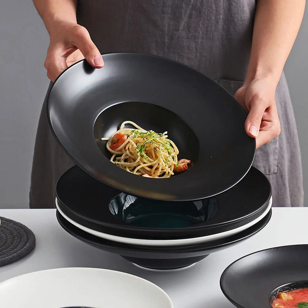 

Ceramic Soup Plate Round Multi-Use Dish Breakage-Proof for Outdoor Camping Picnic Salad Sushi Nuts Snacks Pasta Sandwich Kitchen