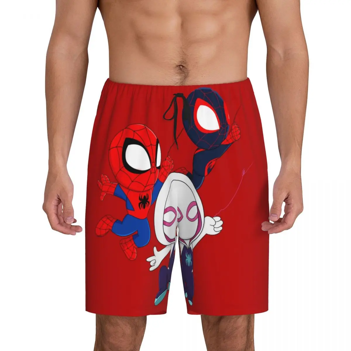 Custom Print Men's Ghost Spider Girl Pajama Bottoms Sleepwear Pjs Sleep Shorts with Pockets