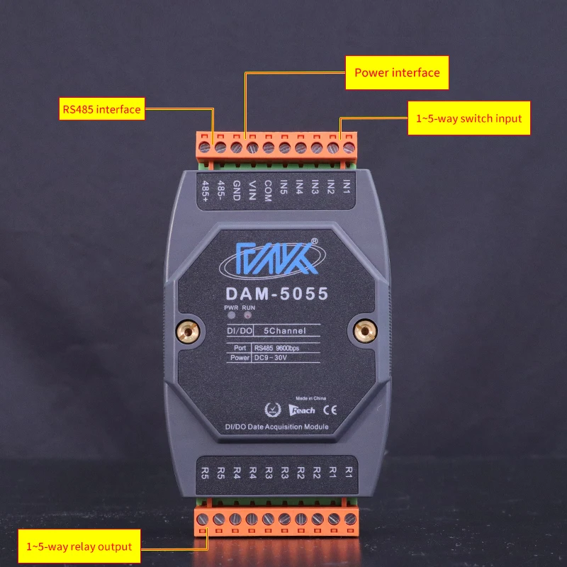 DAM-5055 Relay Digital Remote IO Module Digital Inputs and  Relay Outputs