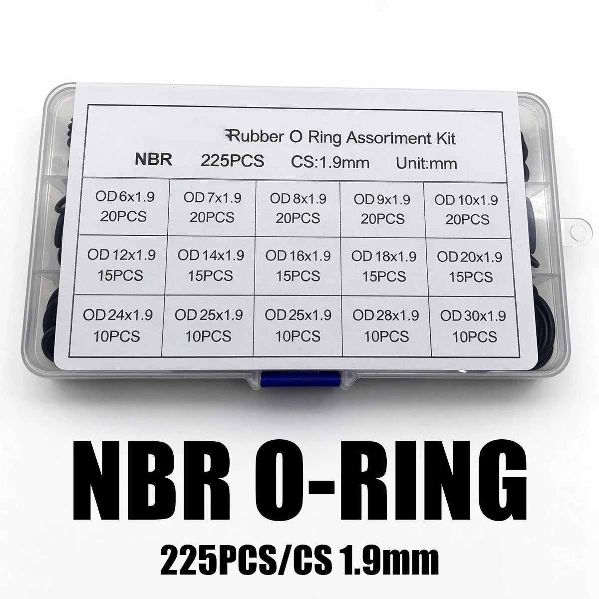 225 Pieces of Black Nitrile O-ring NBR Sealing Gasket CS1.9mm Oil and Acid Resistant Household Maintenance Sealing Ring Box.