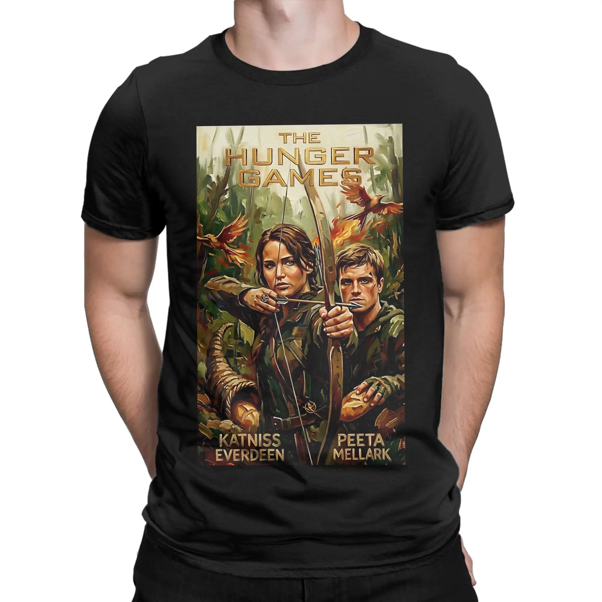 The Mockingjays Rise Stylized Cinematic Fine Art Oversized Funny Graphic 100% Cotton T-Shirt The Hunger Games Tees Tops For Men