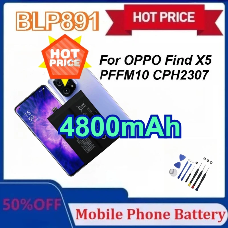 

High-Quality BLP891 2400mAh*2 Replacement Battery for OPPO Find X5/PFFM10/CPH2307 Battery with Tools