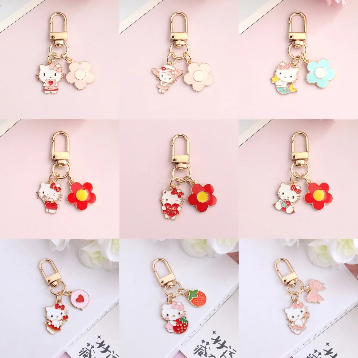 Sanrio 1PC Cartoon Anime Cute Hello Kitty Cat Keychain Car Keyring Bag Charm Accessories Gift For Women Bag Pendant