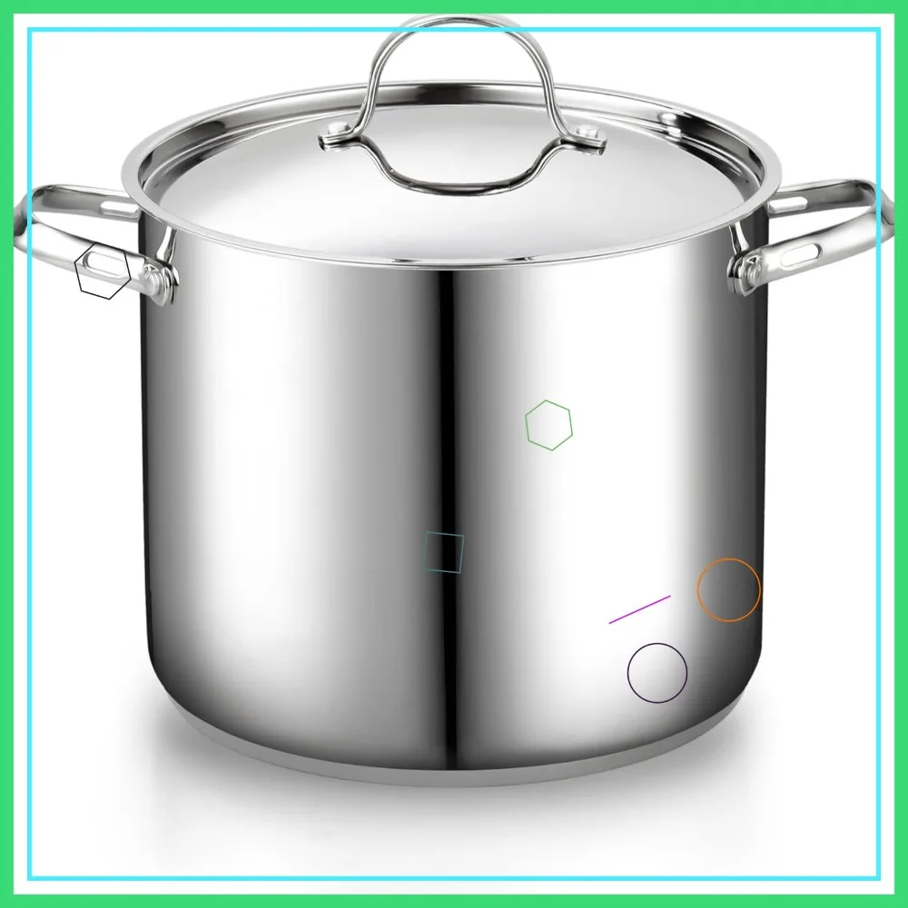 

12-Quart Stainless Steel Stockpot with Lid, Deep Cooking Pot for Canning and Classic Cookware, Silver