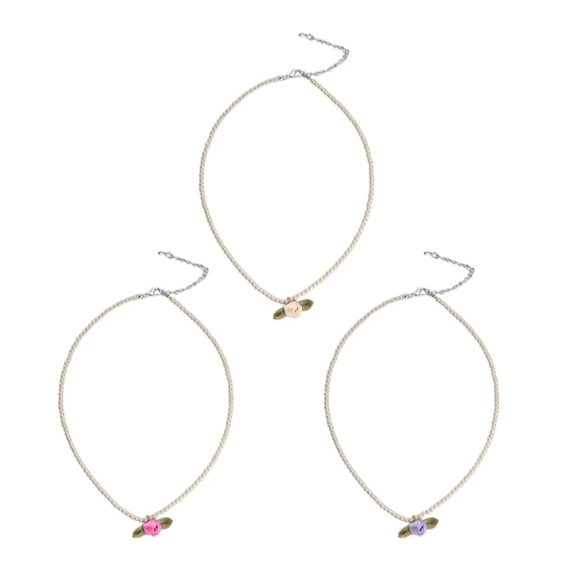 Simulated Pearls Necklace Female Temperament Pearls Flower Collarbone Chain