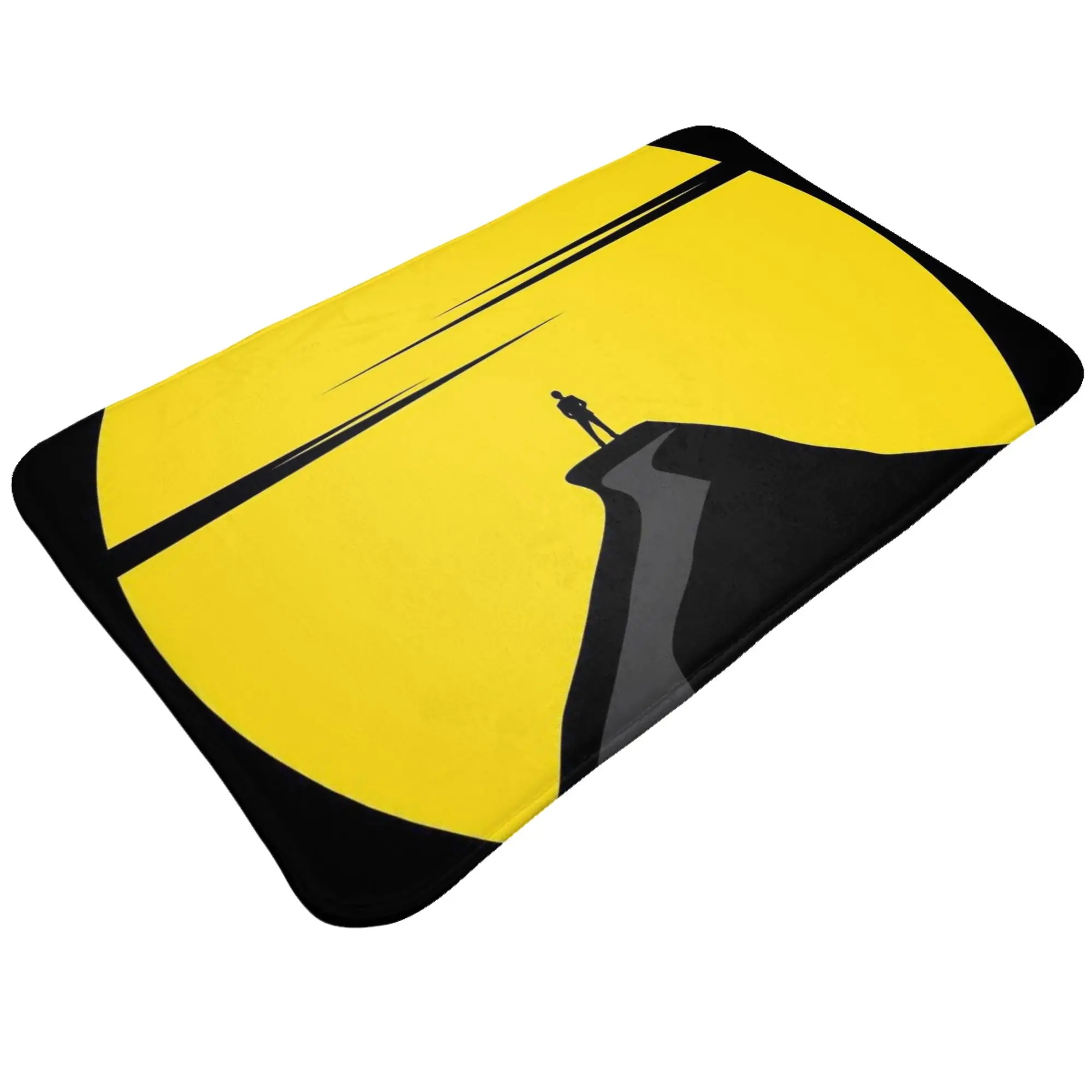 Mountain Hiker Big Yellow Sunset Silhouette Art Doormat Bath Kitchen Mat  Balcony Home Decor
