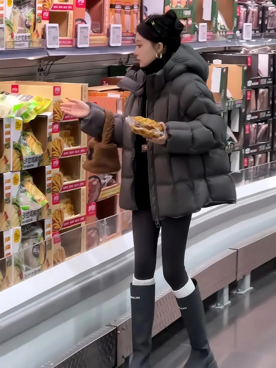 

Зимняя утепленная белая пуховая куртка-пуховик для женщин в корейском стиле, модная, теплая, верхняя одежда