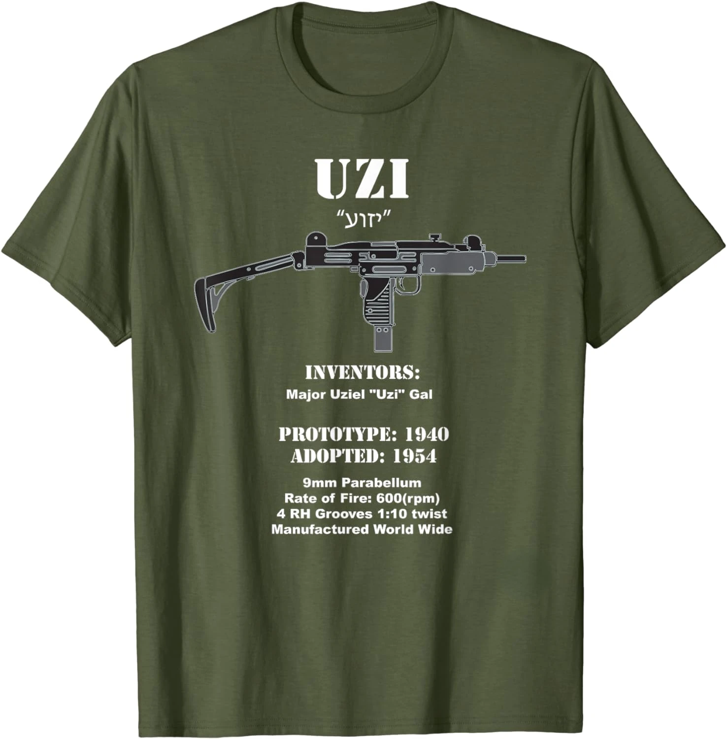 Uzi Submachine Guns Invention and History T-Shirt 100% Cotton O-Neck Summer Short Sleeve Casual Mens T-shirt Size S-3XL